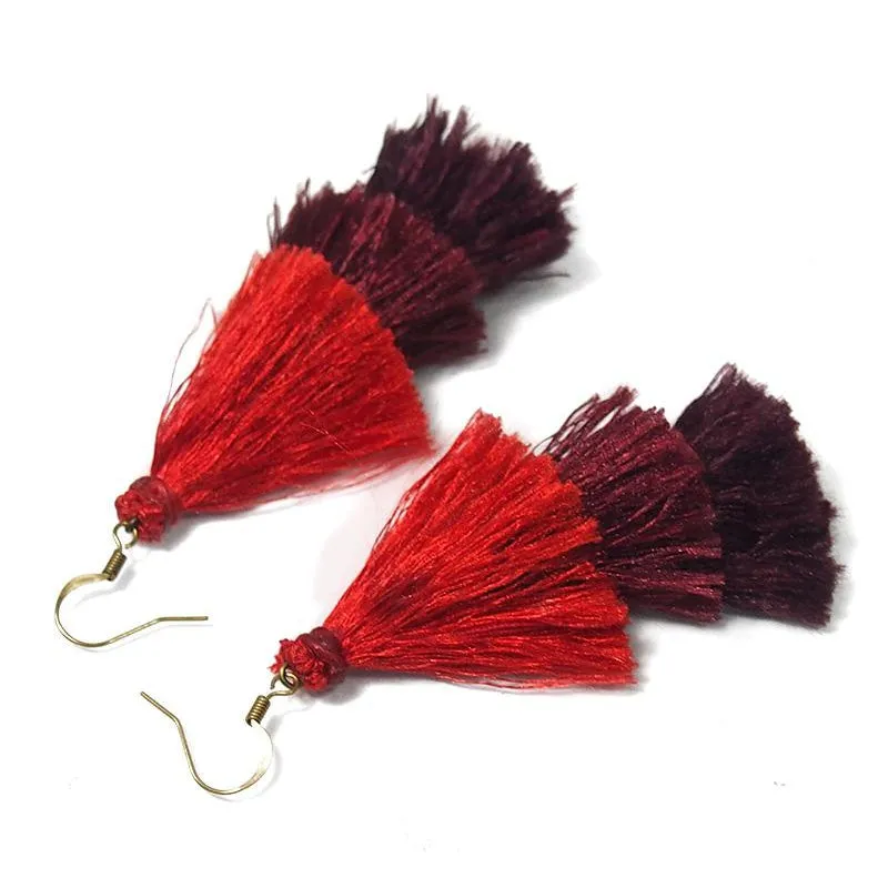 Triple Tassel Earrings, B