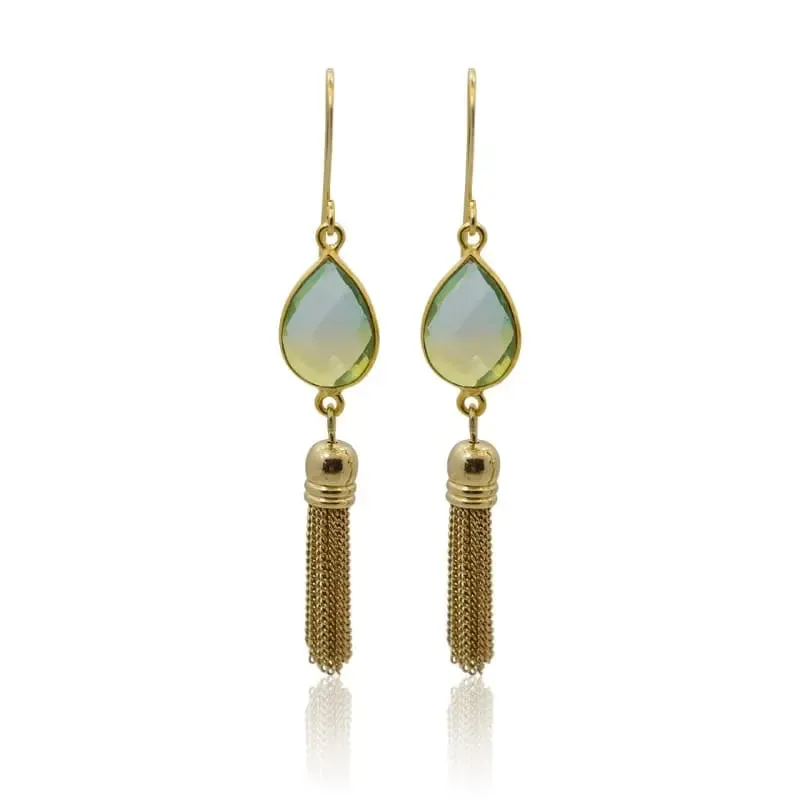 Tropical Earrings - Aura Gold Tassels