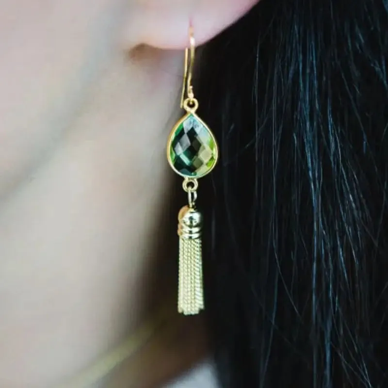 Tropical Earrings - Aura Gold Tassels