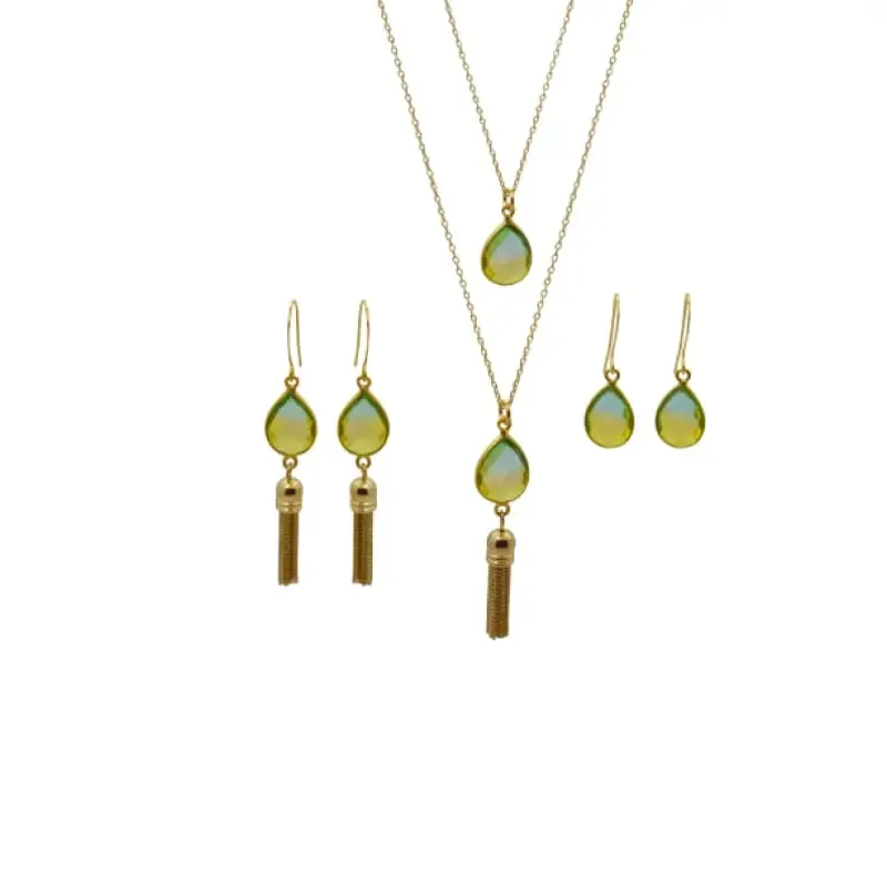 Tropical Earrings - Aura Gold Tassels