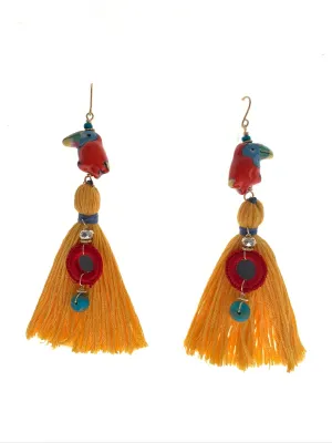 Tropical tassel earrings yellow