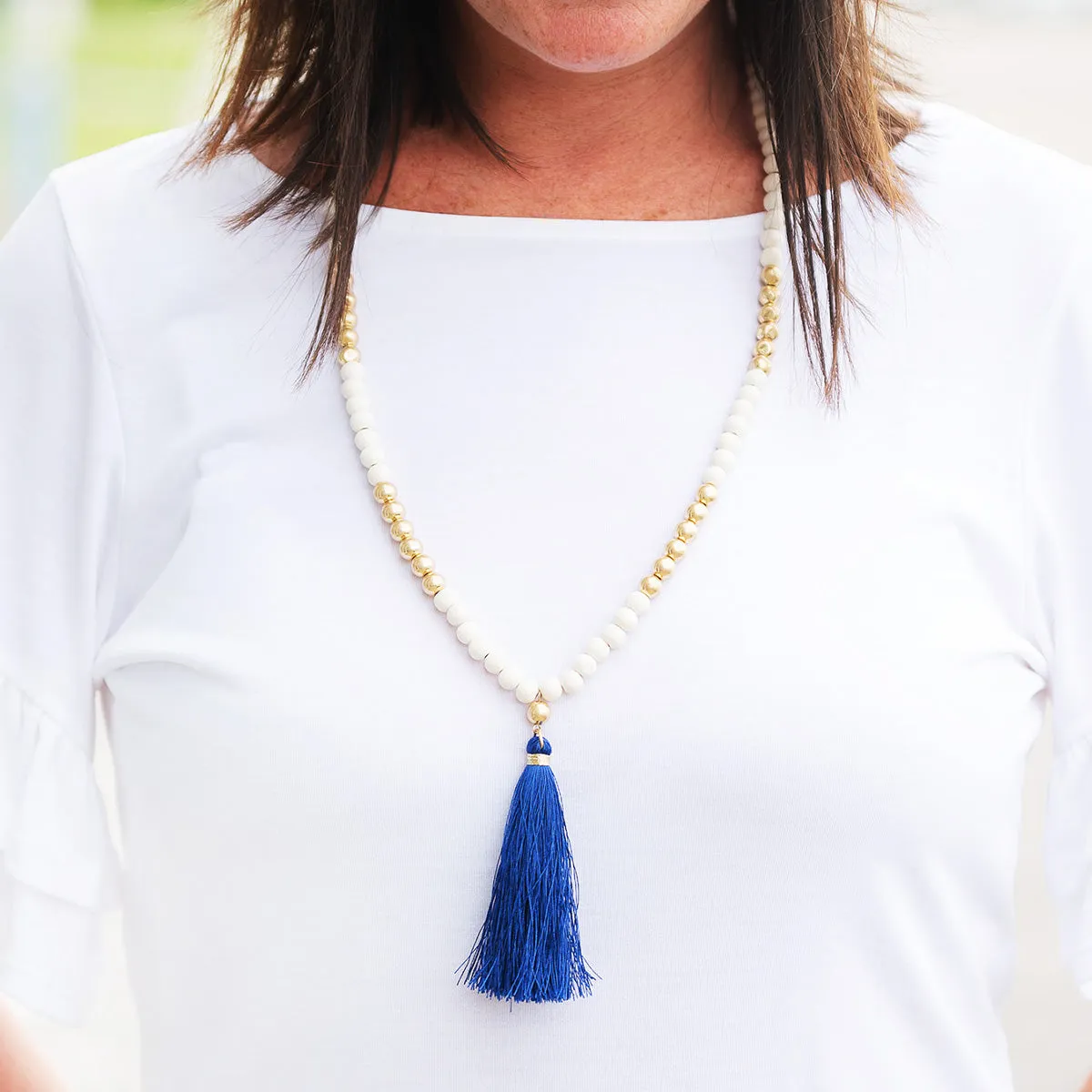 Viv & Lou Tori Beaded Necklace - Royal Blue