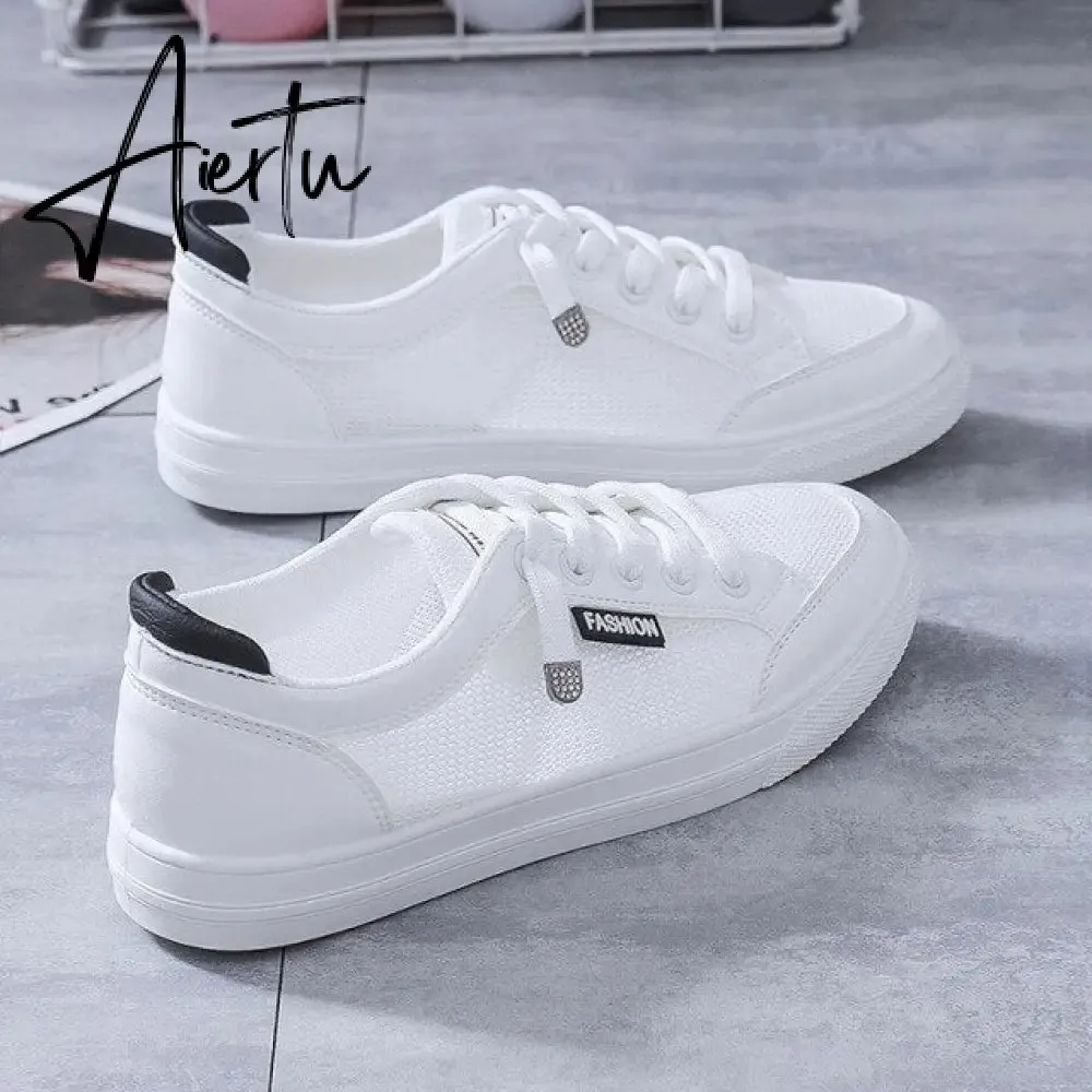 Women's Vulcanize Shoes Casual Sneakers Spring  Summer Breathable Flats Solid Color Mesh Shoes Fashion White Shoes Flat Sneakers