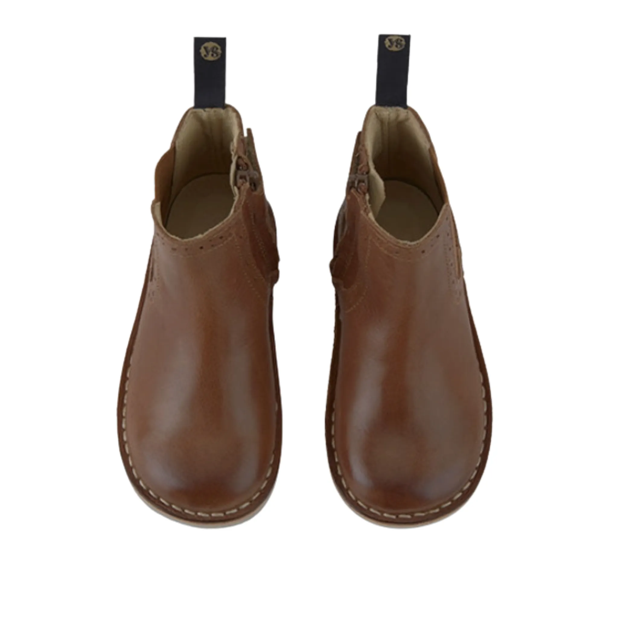 Young Soles Girl's Marlowe Chelsea Leather Boot - Tan Burnished